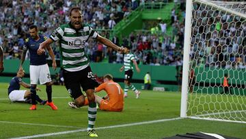 Líderes en Portugal. Bas Dost marcó el 3-0 del Sporting ante el Moreirense el pasado sábado.