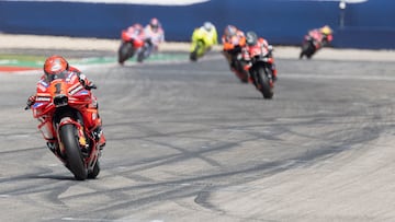 AUSTIN, TEXAS - APRIL 13: Francesco Bagnaia of Italy and Ducati Lenovo Team leads the field during the MotoGP qualifying practice during the MotoGP Of The Americas - Qualifying on April 13, 2024 at Circuit of the Americas in Austin, Texas.   Mirco Lazzari gp/Getty Images/AFP (Photo by Mirco Lazzari gp / GETTY IMAGES NORTH AMERICA / Getty Images via AFP)