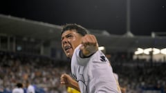 Jul 22, 2023; Montreal, Quebec, CAN; UNAM midfielder Jorge Ruvalcaba (17) reacts after a goal during the second half of a Leagues Cup game against CF Montreal at Stade Saputo. Mandatory Credit: Eric Bolte-USA TODAY Sports