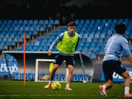 Pablo Marín se ejercita en Zubieta en un entrenamiento de la Real Sociedad.