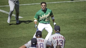 El patrullero de los Athletics fue golpeado en par de ocasiones por lanzadores de los Astros, lo que provoc&oacute; una trifulca en el Coliseo de Oakland.