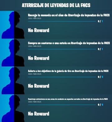 Misiones de Aterrizaje de Leyendas de la FNCS en Fortnite Temporada 4