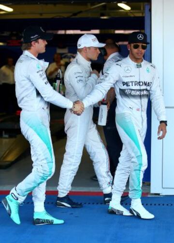 Lewis Hamilton,Nico Rosberg y Valtteri Bottas