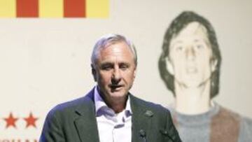 El exjugador y extécnico del FC Barcelona Johan Cruyff, durante la presentación hoy del documental realizado con motivo del 40 aniversario de su fichaje por el club azulgrana.