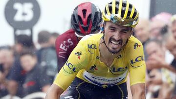 Julian Alaphilippe llega a la meta de Foix-Prat d&#039;Albis en la 15&ordf; etapa del Tour de Francia 2019.