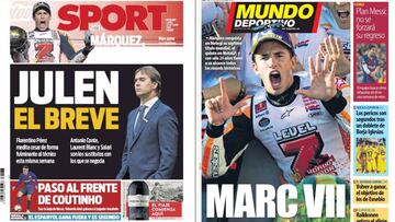 Portadas de los diarios Sport y Mundo Deportivo del d&iacute;a 22 de octubre de 2018.