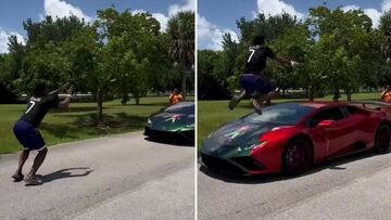 Uno de los streamers más conocidos del mundo salta un Lamborghini de ‘Cristiano’ a toda velocidad