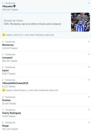 Monterrey domina tendencias por partido ante Liverpool