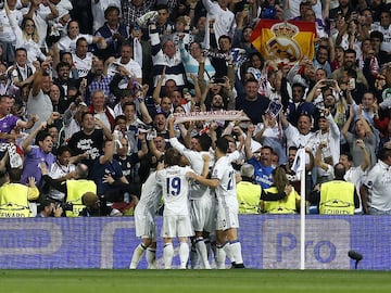 2 de mayo de 2017. Partido de ida de las semifinales de la Champions League entre el Real Madrid y el Atlético de Madrid en el Bernabéu (3-0). Cristiano Ronaldo marcó el 2-0. 