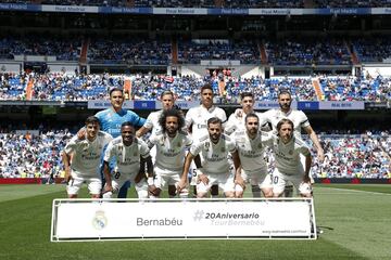 Once del Real Madrid:Keylor Navas; Carvajal, Varane, Nacho, Marcelo; Valverde, Llorente, Modric; Brahim, Vinicius y Benzema.