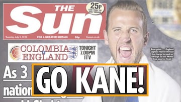 Portada del diario The Sun sobre Harry Kane y la selecci&oacute;n de Colombia.