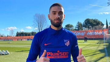 Carrasco, en su primer entrenamiento en esta segunda etapa en el Atlético.