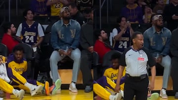 LeBron toma el asiento de Bronny y lo hace sentarse en la duela