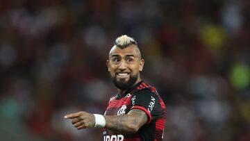 Futbol, Flamengo vs Atletico-GO.
Campeonato brasileno 2022.
El jugador de Flamengo Arturo Vidal celebra su gol contra Atletico-GO durante un partido del campeonato brasilero en el estadio Maracana de Rio de Janeiro, Brasil.
30/07/2022
Dia Esportivo/Photosport

Football, Flamengo vs Atletico-GO.
2022 Brazilian Championship.
Flamengo's player Arturo Vidal celebrates after scoring against Atletico-GO during a Brazilian Championship match held at the Maracana stadium in Rio de Janeiro, Brazil.
30/07/2022
Dia Esportivo/Photosport