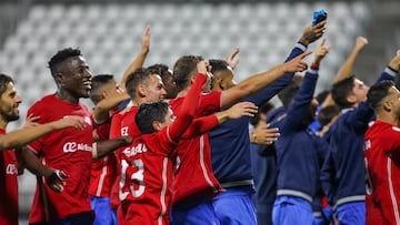 Celebración del 3-1 de Dago.