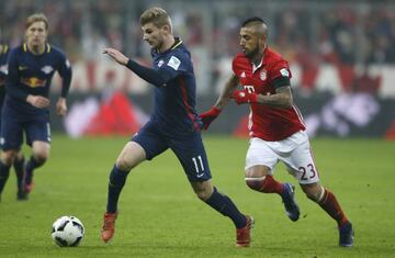 Arturo Vidal (R) Bayern Munich chases Timo Werner of RB Leipzig