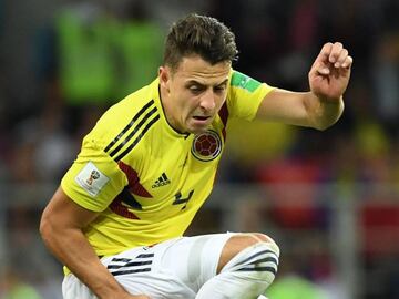 Colombia&#039;s defender Santiago Arias in action during the Russia 2018 World Cup round of 16 football match between Colombia and England at the Spartak Stadium in Moscow on July 3, 2018. / AFP PHOTO / YURI CORTEZ / RESTRICTED TO EDITORIAL USE - NO MOBILE PUSH ALERTS/DOWNLOADS