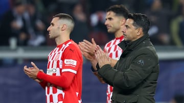 Michel, entrenador del Girona, en el partido contra el Sturm Graz.
