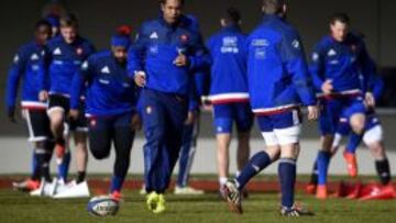 Varios jugadores franceses durante un entrenamiento.