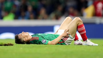 Soccer Football - CONCACAF Nations League - Mexico v Jamaica - Estadio Azteca, Mexico City, Mexico - March 26, 2023 Mexico's Hirving Lozano reacts REUTERS/Raquel Cunha
