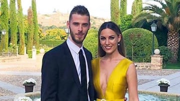 David de Gea y Edurne posando como invitados a una boda en Toledo.