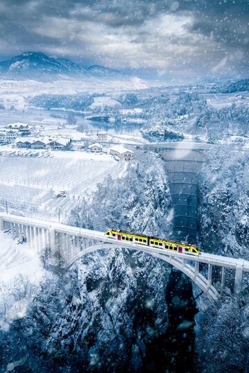 "El Vaccanonesa es un peque?o tren que conecta las ciudades de Trento con las ms que conocidas en el sector de los deportes de accin Val di Non y Val di Sole (en Trentino). Durante su trayecto pasa por un puente a 150 metros de altura". Mencin en Urban. 