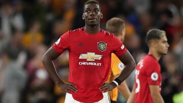 England Premier League - W.Wanderers F.C. and Manchester United
 
 19 August 2019, England, Wolverhampton: Manchester United&#039;s Paul Pogba looks dejected after the final whistle of the English Premier League soccer match between Wolverhampton Wanderer