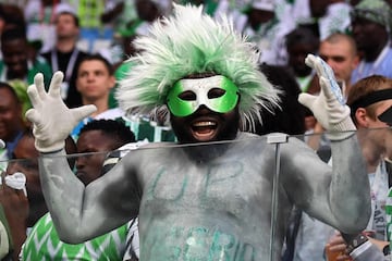 Alegría de los jugadores de Nigeria al terminar el partido.