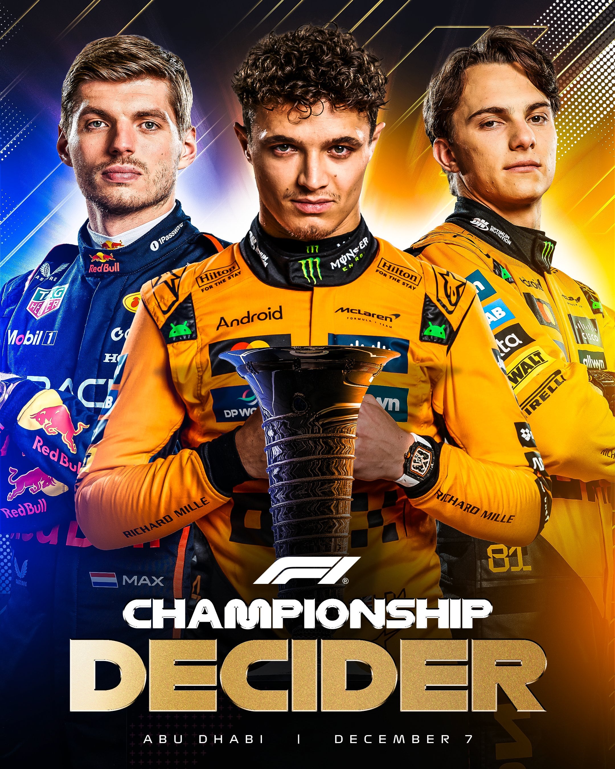 Max-Verstappen-Lando-Norris-Oscar-Piastri-Fórmula-1-Red-Bull-McLaren