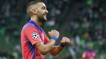 Soccer Football - Champions League - Group E - FC Krasnodar v Chelsea - Krasnodar Stadium, Krasnodar, Russia - October 28, 2020 Chelsea&#039;s Hakim Ziyech celebrates scoring their third goal REUTERS/Anton Vaganov