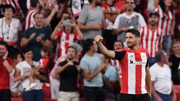 Aduriz celebra su gol en el Athletic-Barcelona en San Mamés (1-0)