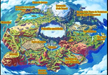 Pokémon Escarlata y Púrpura desvelan el mapa de Paldea, la región ambientada en España