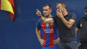 Luis Enrique, con Alcácer.