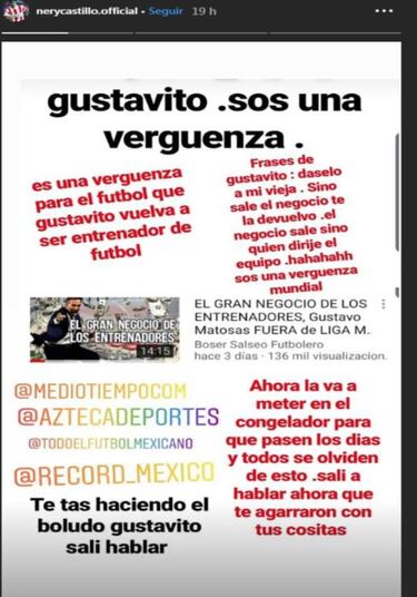 Nery Castillo arremetió con todo contra Gustavo Matosas