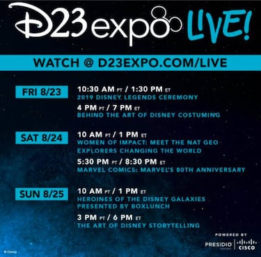 D23 2019: horarios, cómo ver y fechas de la expo de Disney