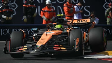 McLaren's British driver Lando Norris drives during qualifying for the Formula One Monaco Grand Prix at the Circuit de Monaco, on May 24, 2025. (Photo by Gabriel BOUYS / AFP)