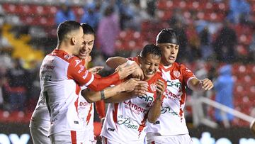 during the 7th round match between Queretaro and Necaxa as part of the Torneo Clausura 2024 Liga BBVA MX at La Corregidora Stadium on February 16, 2024 in Santiago de Queretaro, Queretaro, Mexico.