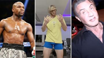 Logan Paul calentando el combate burlándose de Stallone y Mayweather