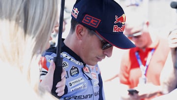 AUSTIN, TEXAS - APRIL 13: Marc Marquez of Spain and Gresini Racing MotoGP prepares to start on the grid during the MotoGP Of The Americas - Sprint on April 13, 2024 at Circuit of the Americas in Austin, Texas.   Mirco Lazzari gp/Getty Images/AFP (Photo by Mirco Lazzari gp / GETTY IMAGES NORTH AMERICA / Getty Images via AFP)