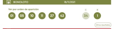 Bonoloto: comprobar los resultados del sorteo de hoy, jueves 18 de noviembre