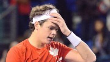 Milos Raonic durante la eliminatoria ante España.