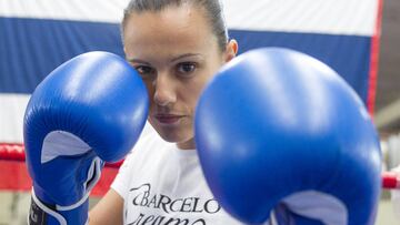 Joana Pastrana durante un entrenamiento previo al Europeo del peso m&iacute;nimo.
 