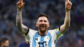 Soccer Football - FIFA World Cup Qatar 2022 - Quarter Final - Netherlands v Argentina - Lusail Stadium, Lusail, Qatar - December 10, 2022 Argentina's Lionel Messi celebrates as Argentina progress to the semi finals REUTERS/Kai Pfaffenbach TPX IMAGES OF THE DAY