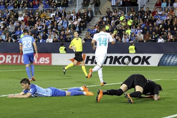 Casemiro celebrates after scoring.