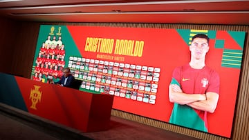 Soccer Football - FIFA World Cup Qatar 2022 - Portugal Squad Announcement - Ciudade do Futebol, Oeiras, Portugal - November 10, 2022 Portugal coach Fernando Santos announces Cristiano Ronaldo as part of the team for the  FIFA World Cup Qatar 2022 REUTERS/Pedro Nunes