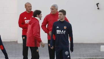 Marcelino y Vietto, en el entrenamiento del Valencia.