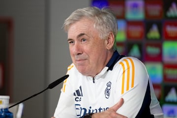 Ancelotti, hoy, en la sala de prensa.