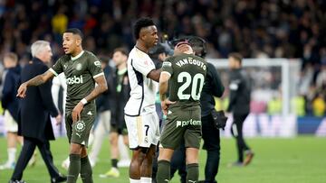 10/02/24 PARTIDO PRIMERA DIVISION 
REAL MADRID - GIRONA 
SALUDO VINICIUS JR YAN COUTO FIN DE PARTIDO 