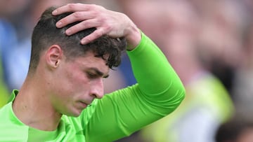 BRIGHTON, ENGLAND - OCTOBER 29: Kepa Arrizabalaga of Chelsea during the Premier League match between Brighton & Hove Albion and Chelsea FC at American Express Community Stadium on October 29, 2022 in Brighton, United Kingdom. (Photo by MB Media/Getty Images)