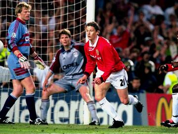 26 May 1999:  Ole Gunnar Solskjaer of Manchester United scores an injury time winner in the UEFA Champions League Final against Bayern Munich at the Nou Camp in Barcelona, Spain. United won 2-1.  Mandatory Credit: Phil Cole /Allsport
 PUBLICADA 19/11/11 NA MA21 1COL